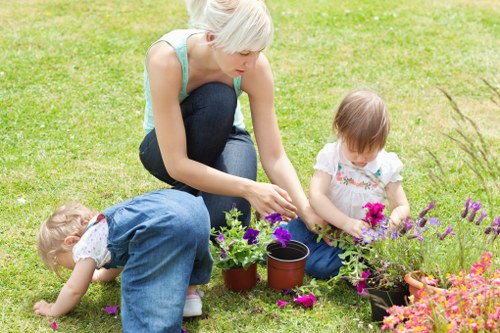 Cleared garden space in Freezywater with trimmed plants